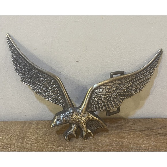 Other - VTG Flying Eagle Belt Buckle Large 6.5" Wingspan Brass Tone Patriotic Americana